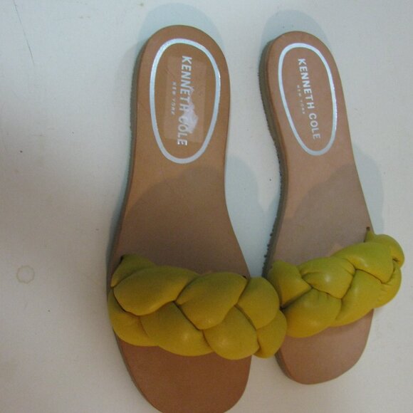 Kenneth Cole Slide Sandals Size 6 New NWOT Nellie Braid Yellow Shoe - Picture 2 of 5
